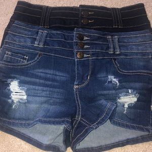 Blue Spice high waisted denim shorts